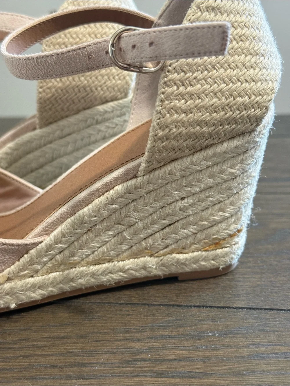 Espadrille Wedge Sandals in Blush Pink